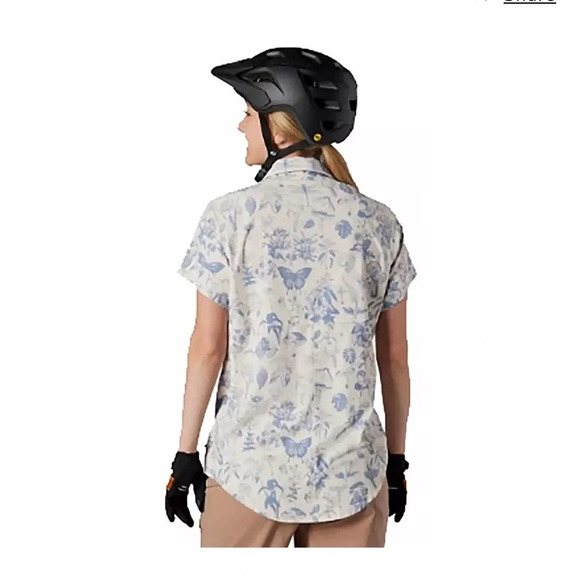 Flylow Women’s XL Aster Bike Shirt Blue White NWT Button Up Polyester Spandex - Picture 10 of 11